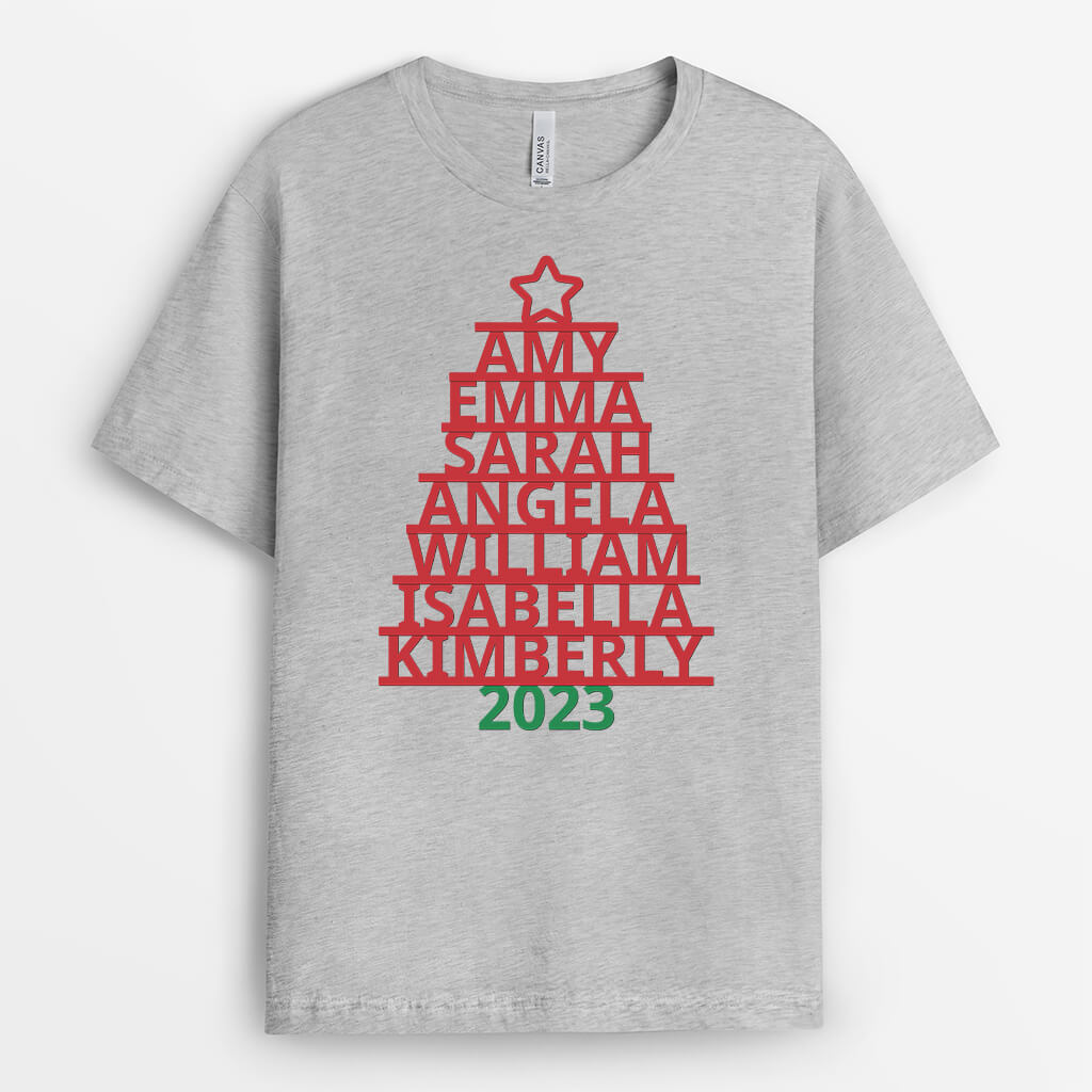 Personalized Family Christmas Tree T-shirt