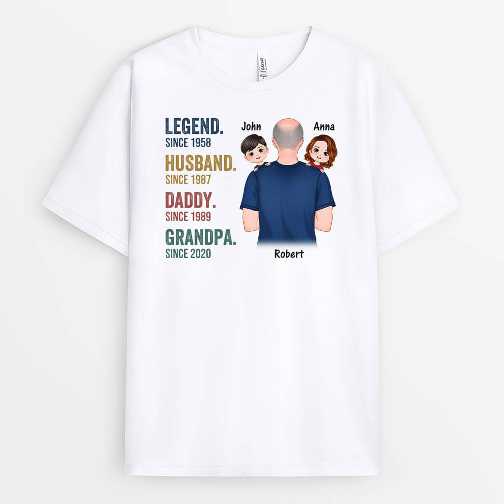 Personalized Legend Husband Daddy Grandpa With Kids T-shirt