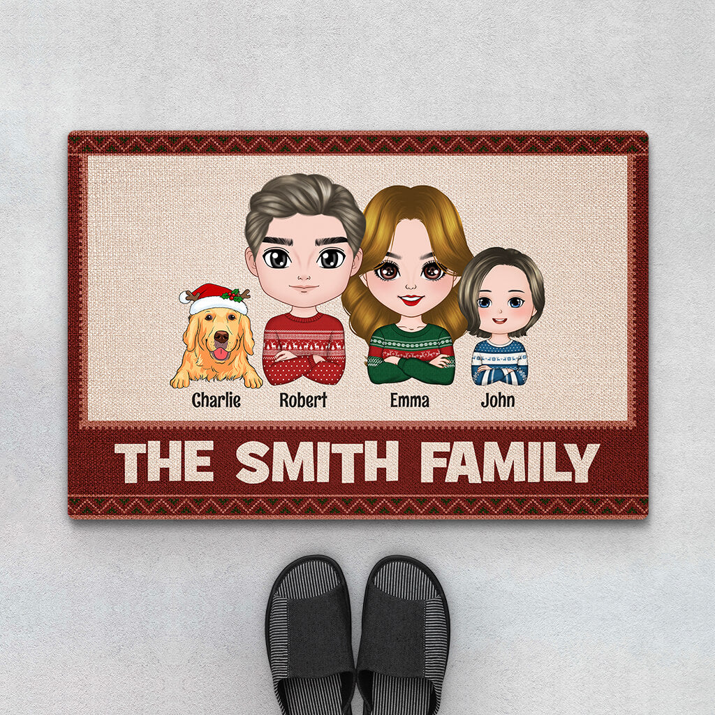 The Smith Family Doormat - Personalized Christmas Gifts for Dog Lovers