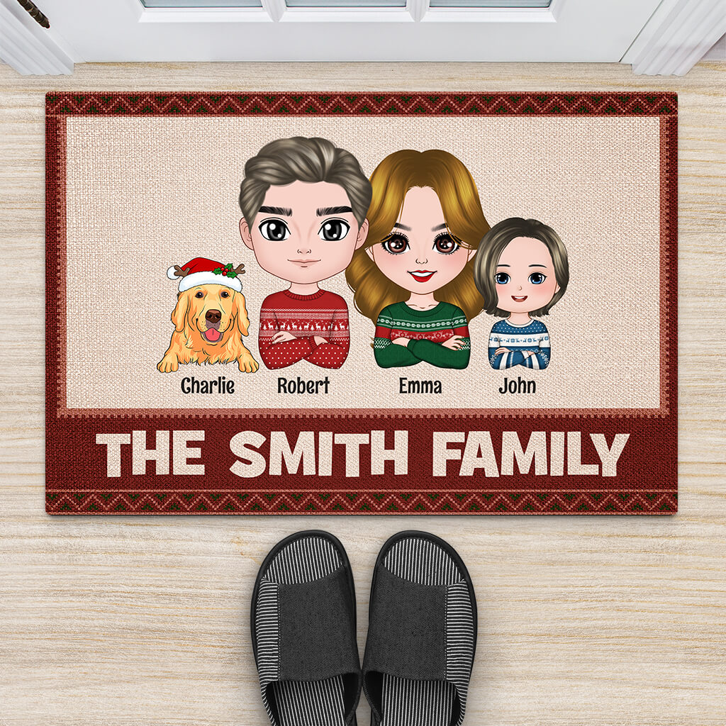 The Smith Family Doormat - Personalized Christmas Gifts for Dog Lovers