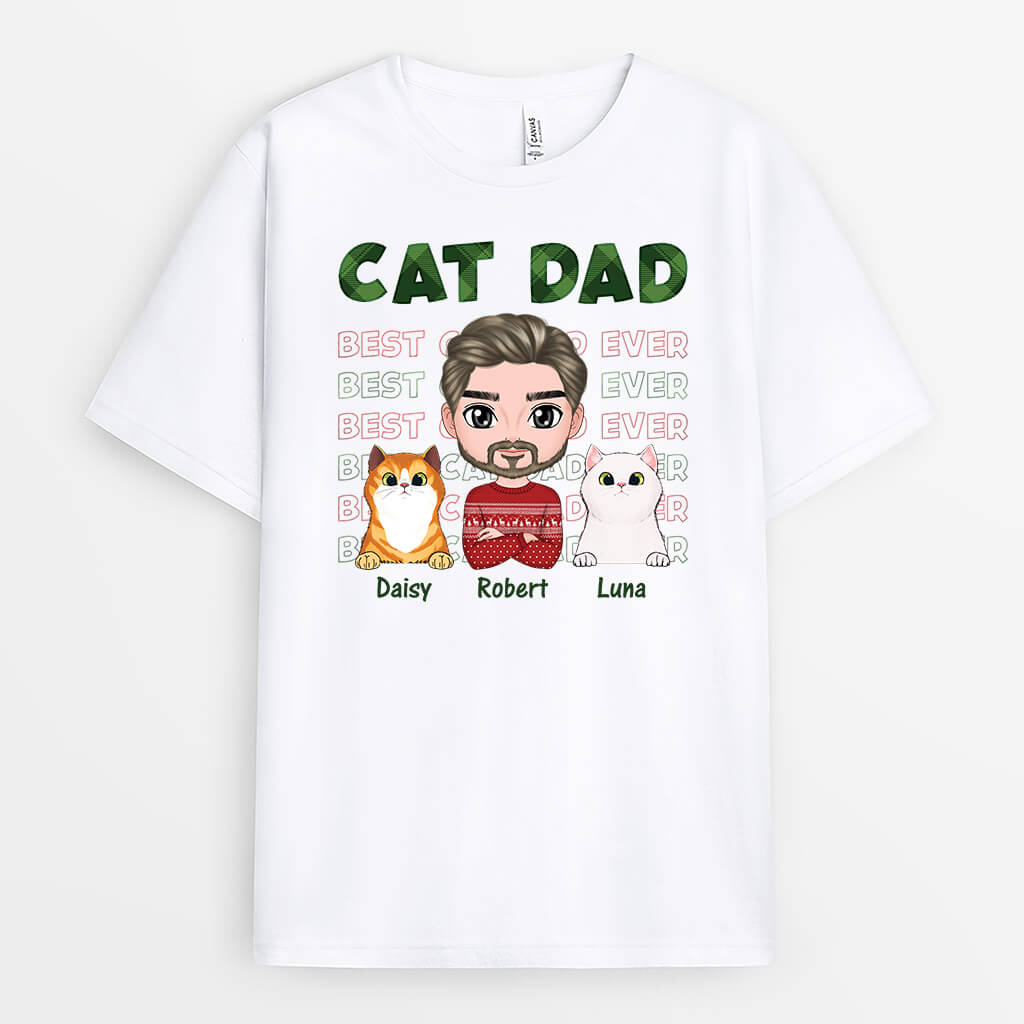 Best Cat Dad Christmas - Custom Cute Christmas Shirts for Cat Lovers