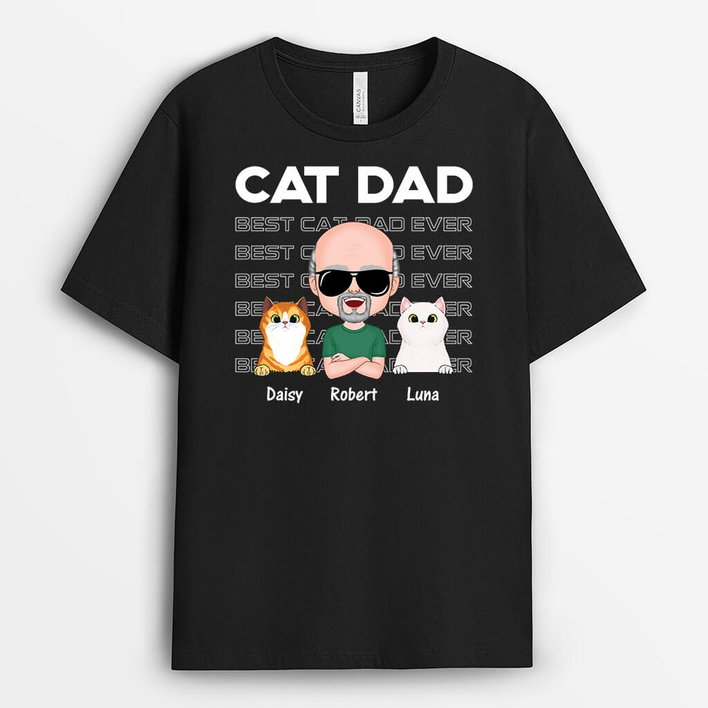 Cat Dad Wearing Cool Glasses - Custom Cat Shirts For Men
