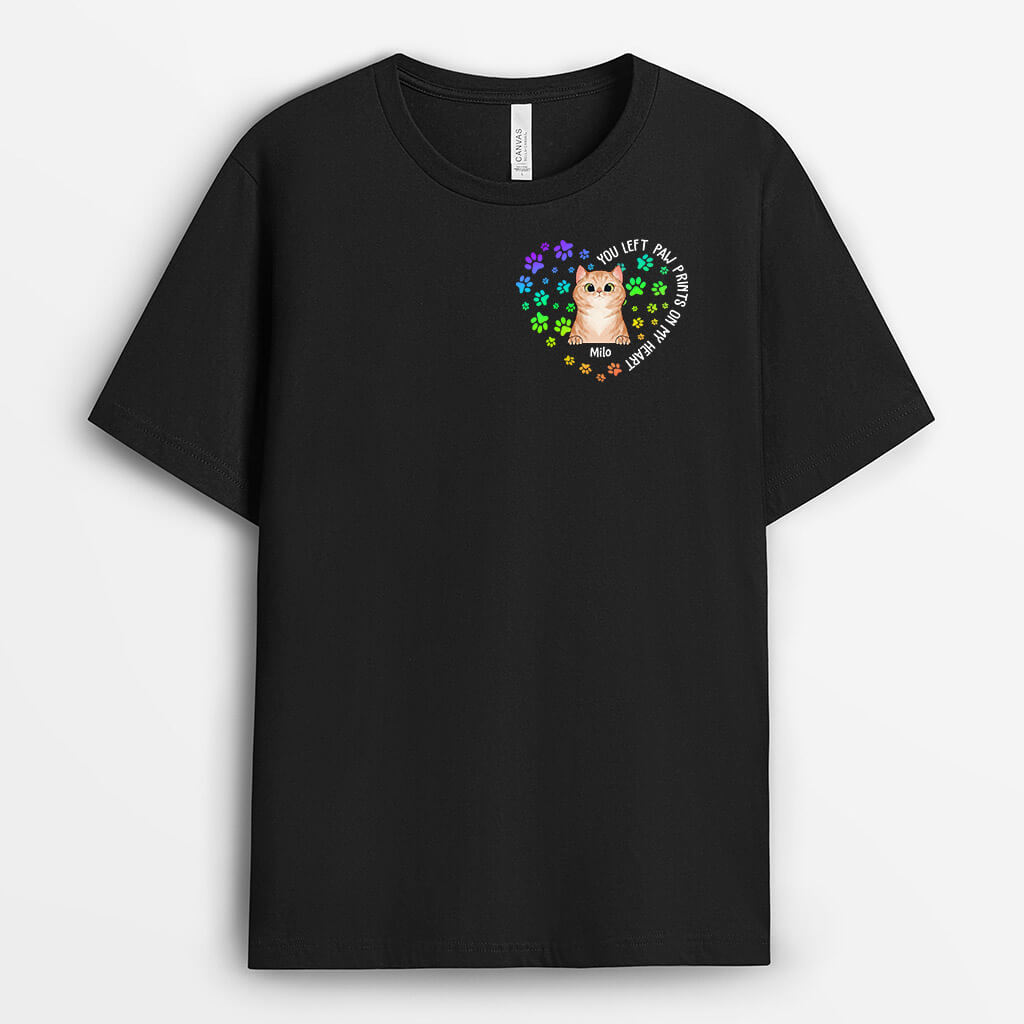 Personalized You Left Paw Prints On My Heart Cat T-shirt