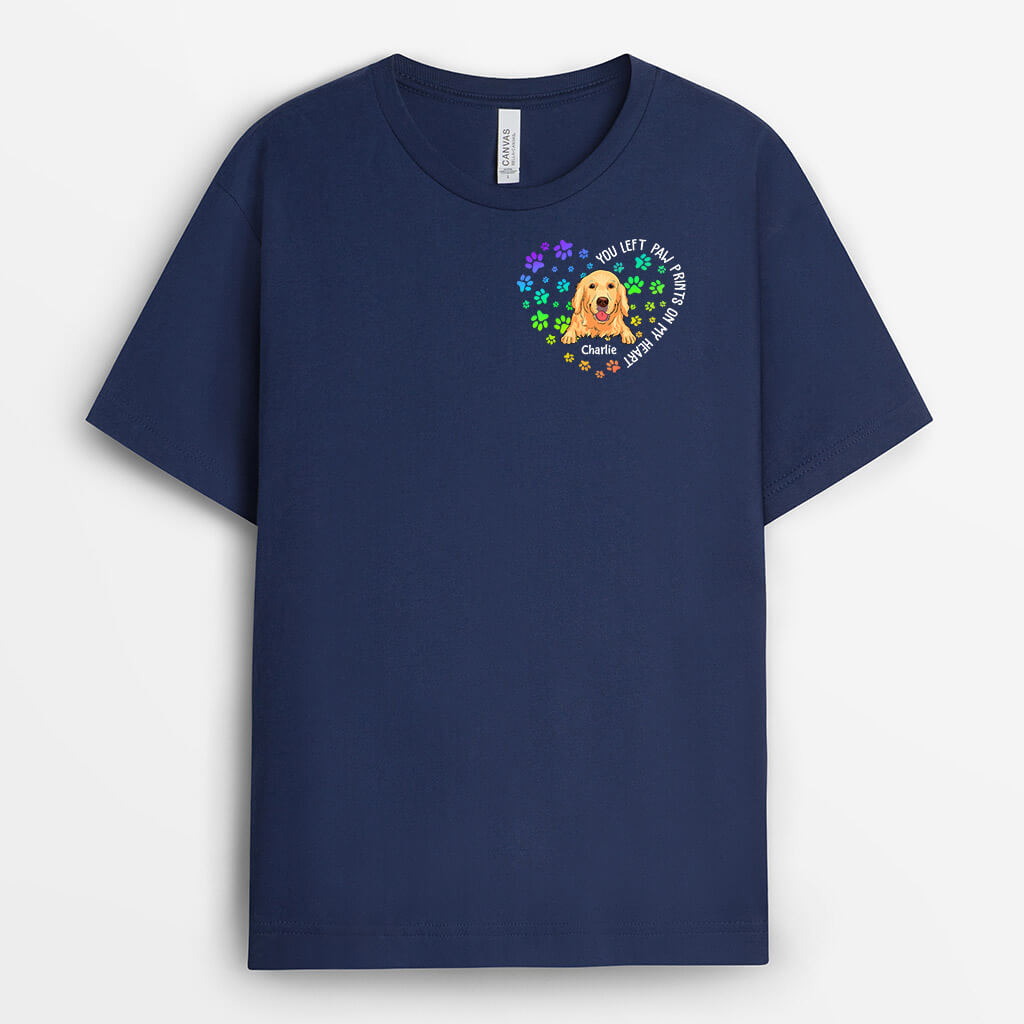 Personalized You Left Paw Prints On My Heart Dog T-shirt