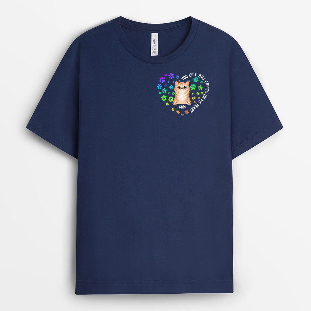 Personalized You Left Paw Prints On My Heart Cat T-shirt