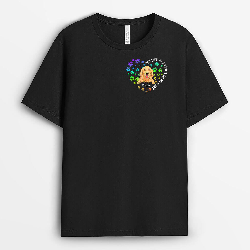 Personalized You Left Paw Prints On My Heart Dog T-shirt