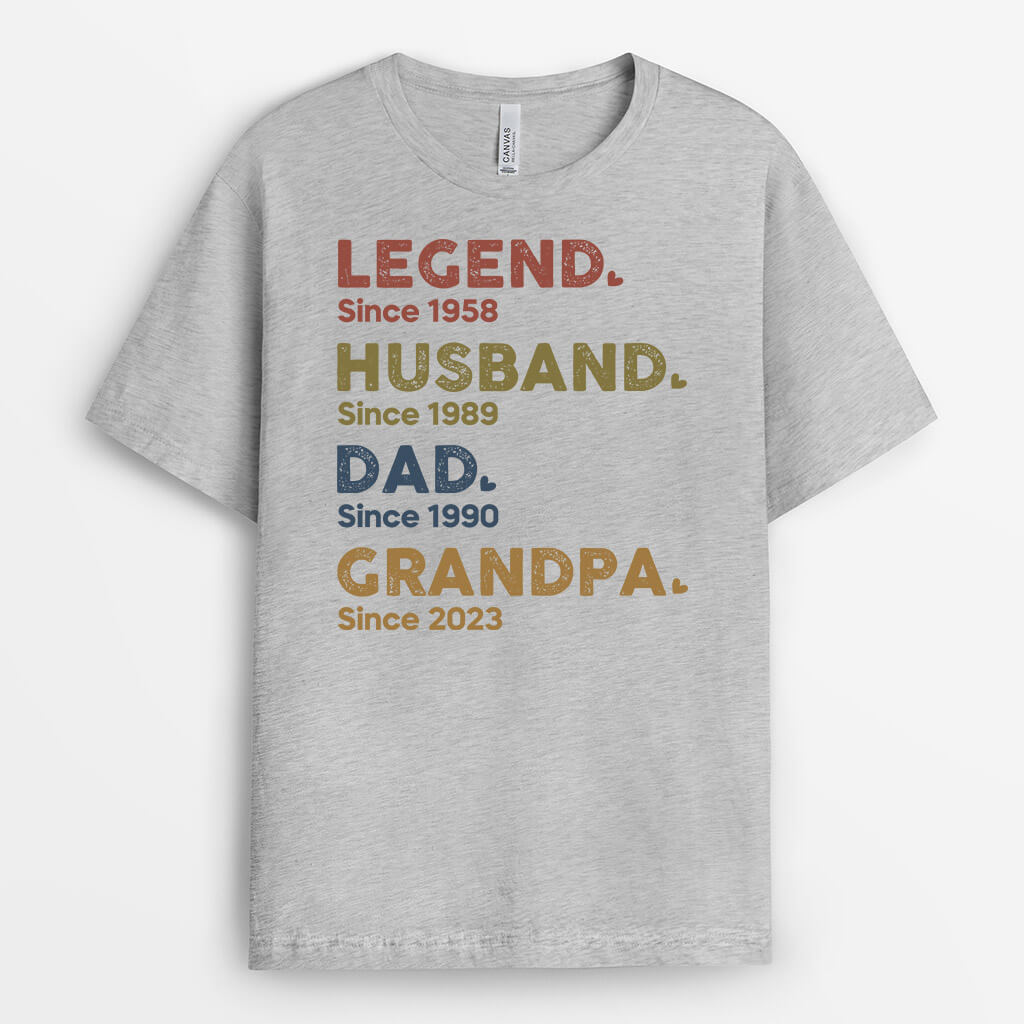 Personalized Legend Husband Daddy And Grandpa Since T-shirt