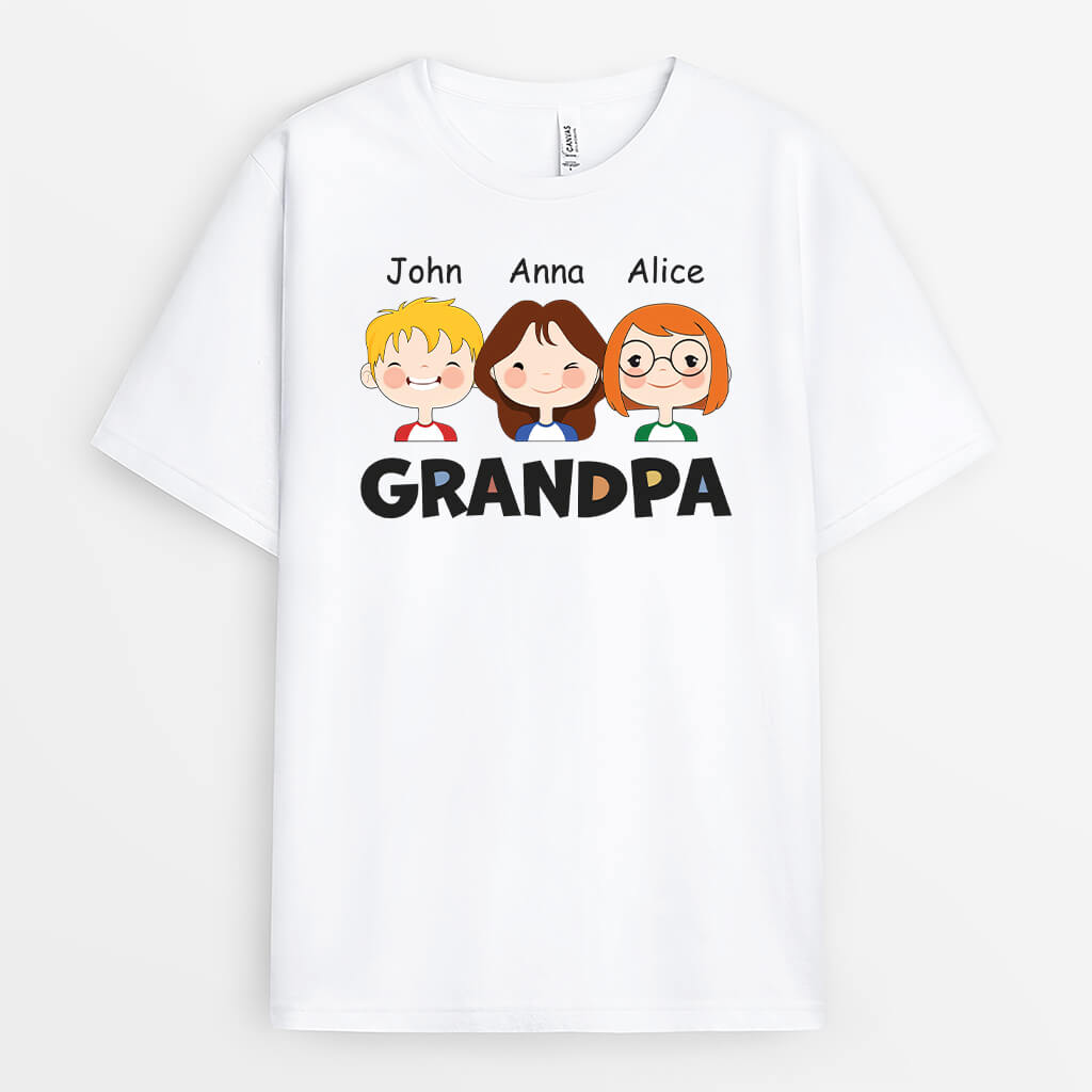Personalized Grandpa With Kids T-shirt