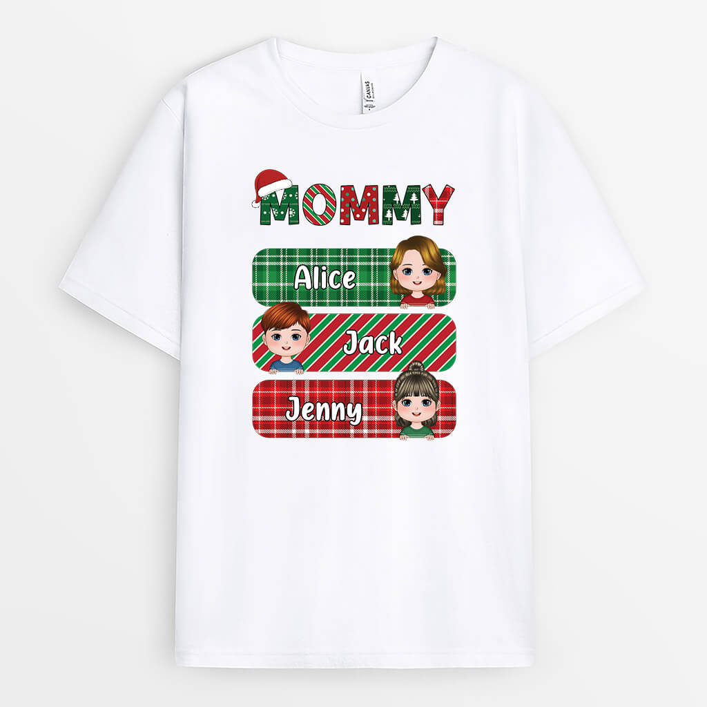 Personalized Grandma With Kids Christmas T-shirt