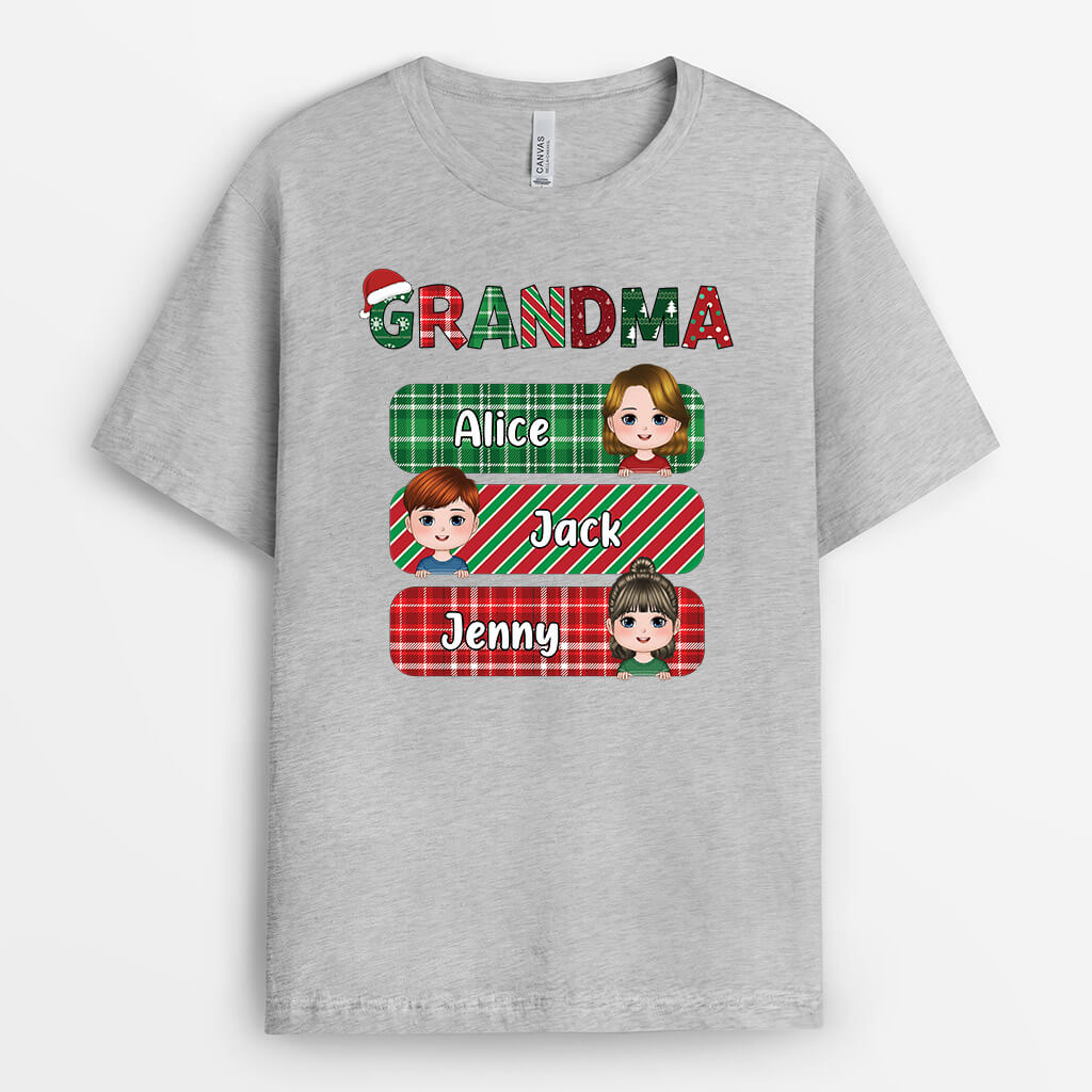 Personalized Grandma With Kids Christmas T-shirt