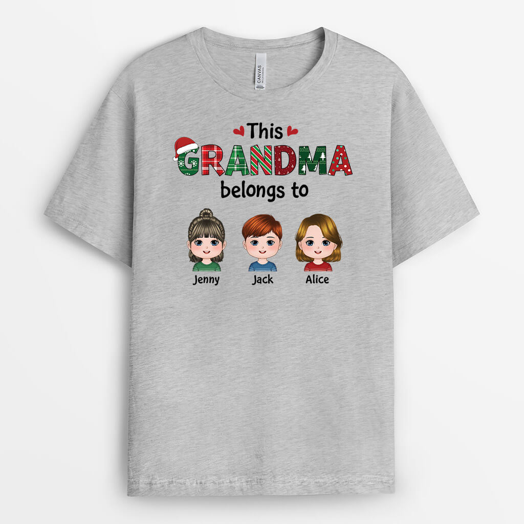 Personalized This Grandma Belongs To Kids Christmas T-shirt