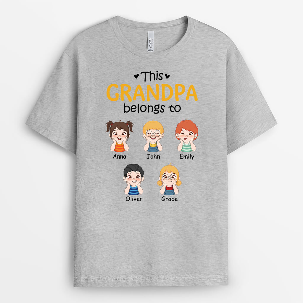 Personalized This Grandad Belongs To Kids With Hands On Chin T-shirt
