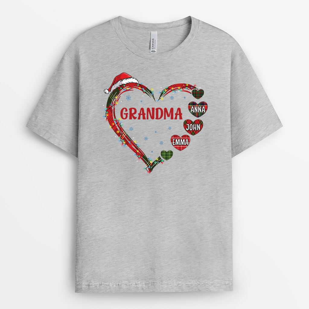 Personalized Grandma Christmas Heart T-shirt