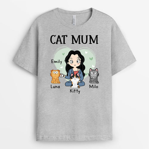 Cat Mom - Personalized Cat T-Shirt - For Women
