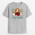 Personalized Cat Mom With Flowers T-shirt