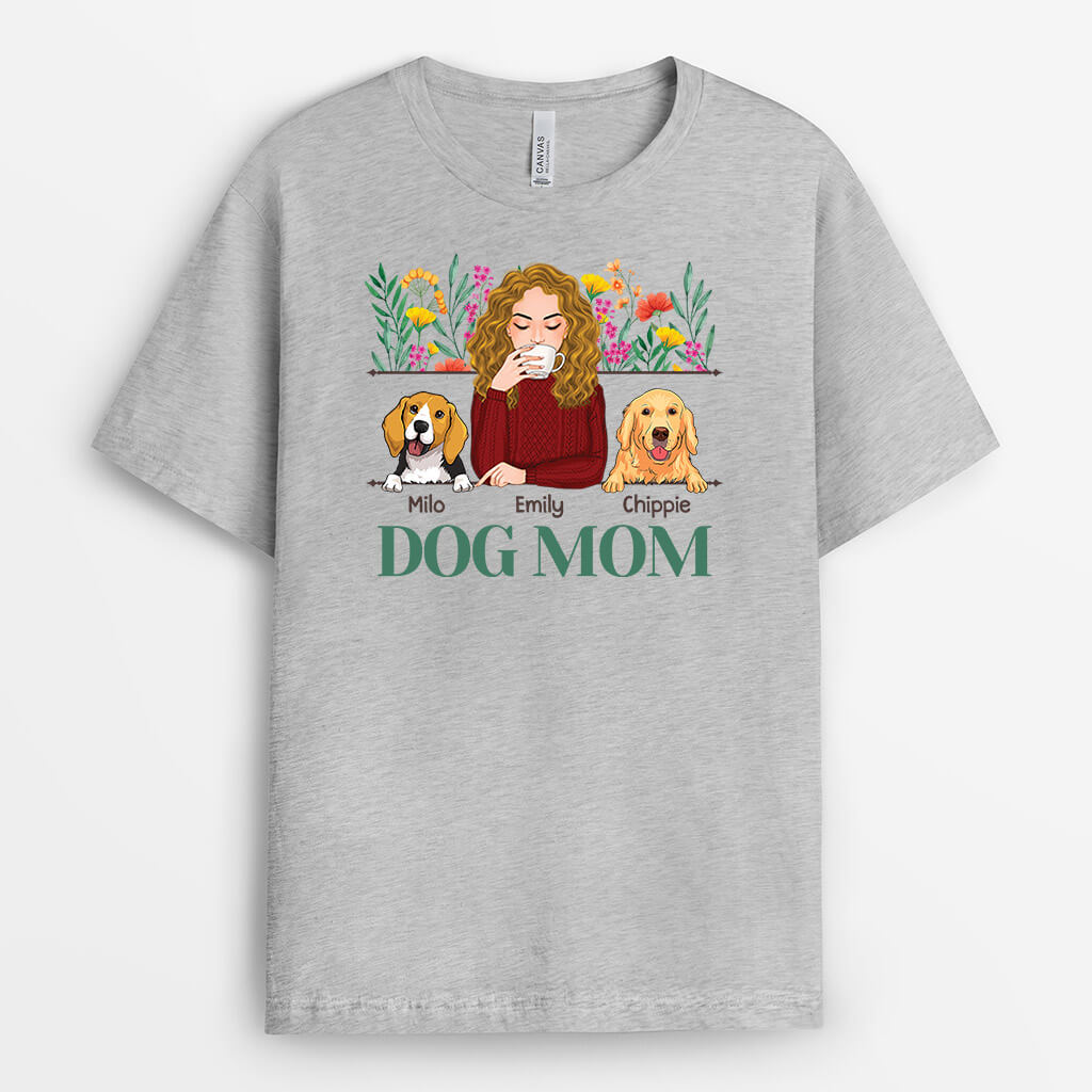 Personalized Dog Mom With Flowers T-shirt