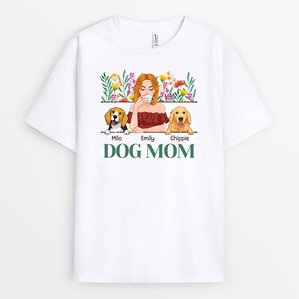 Personalized Dog Mom With Flowers T-shirt
