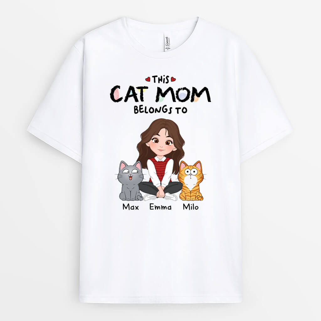 This Cat Mom Belongs To - Personalized Cat Shirts for Women