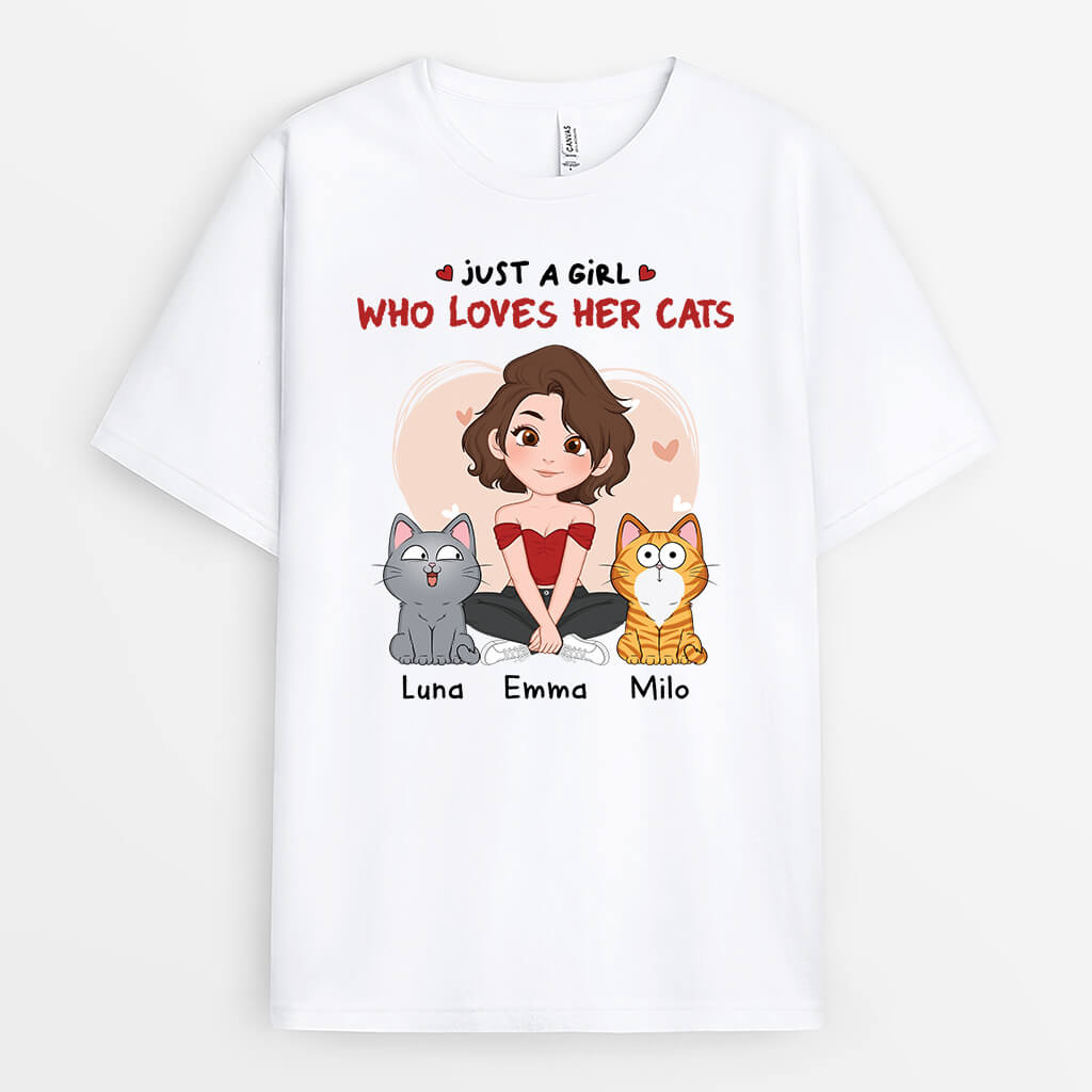 Just A Girl Who Loves Her Cats Shirt - Personalized Pet Clothes for Humans