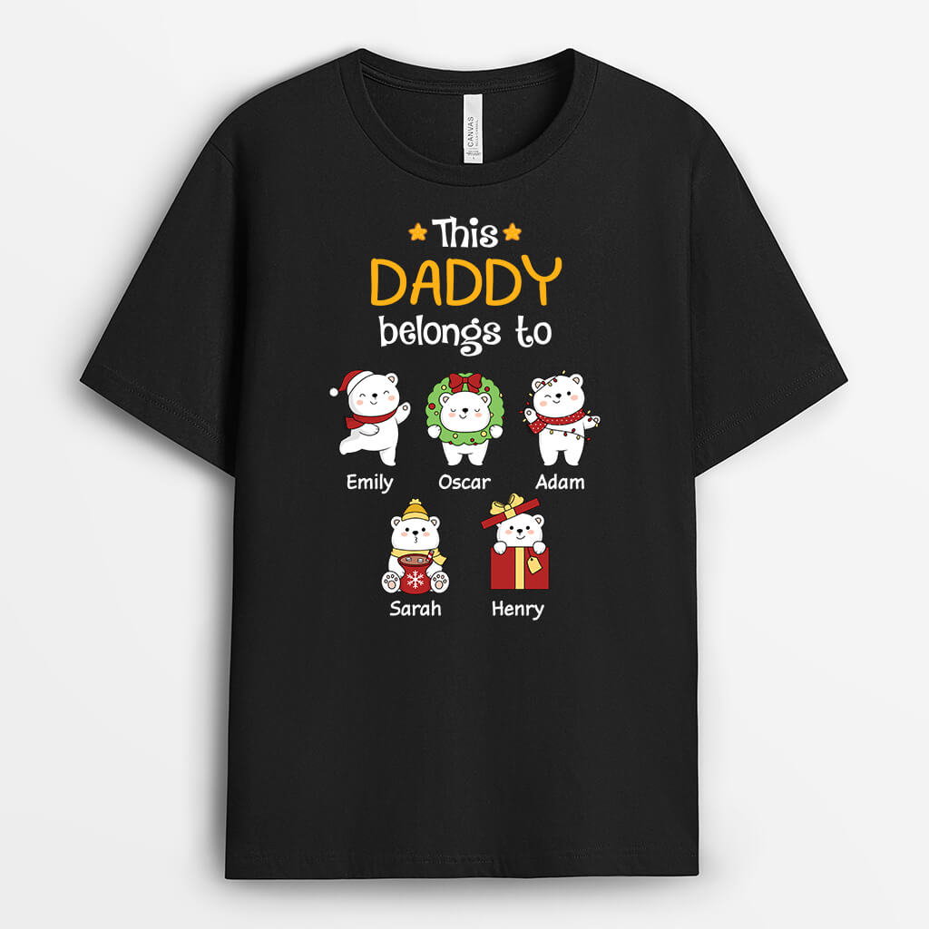 Personalized This Daddy Grandpa Belongs To Christmas Bears T-shirt