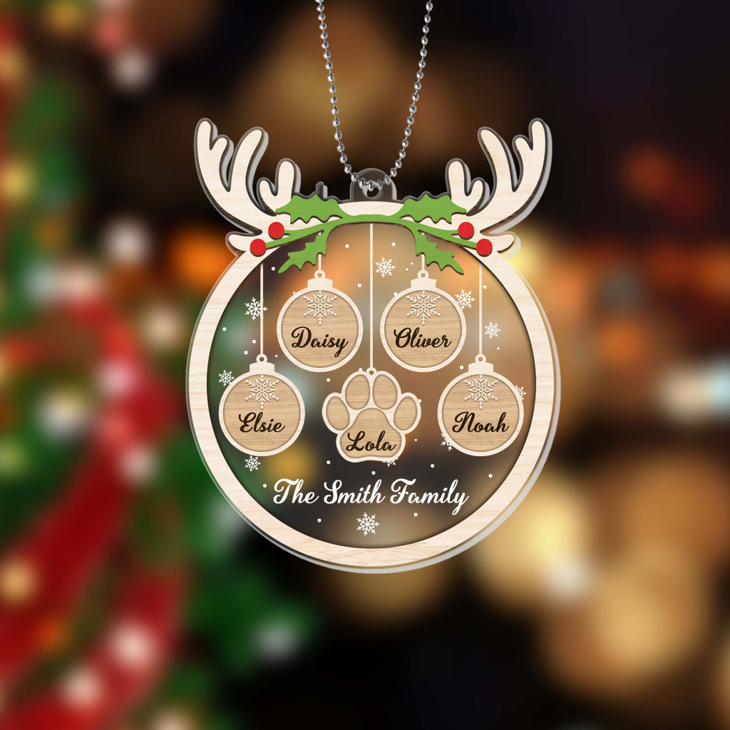 Personalized The Family Reindeer Horn Ornament