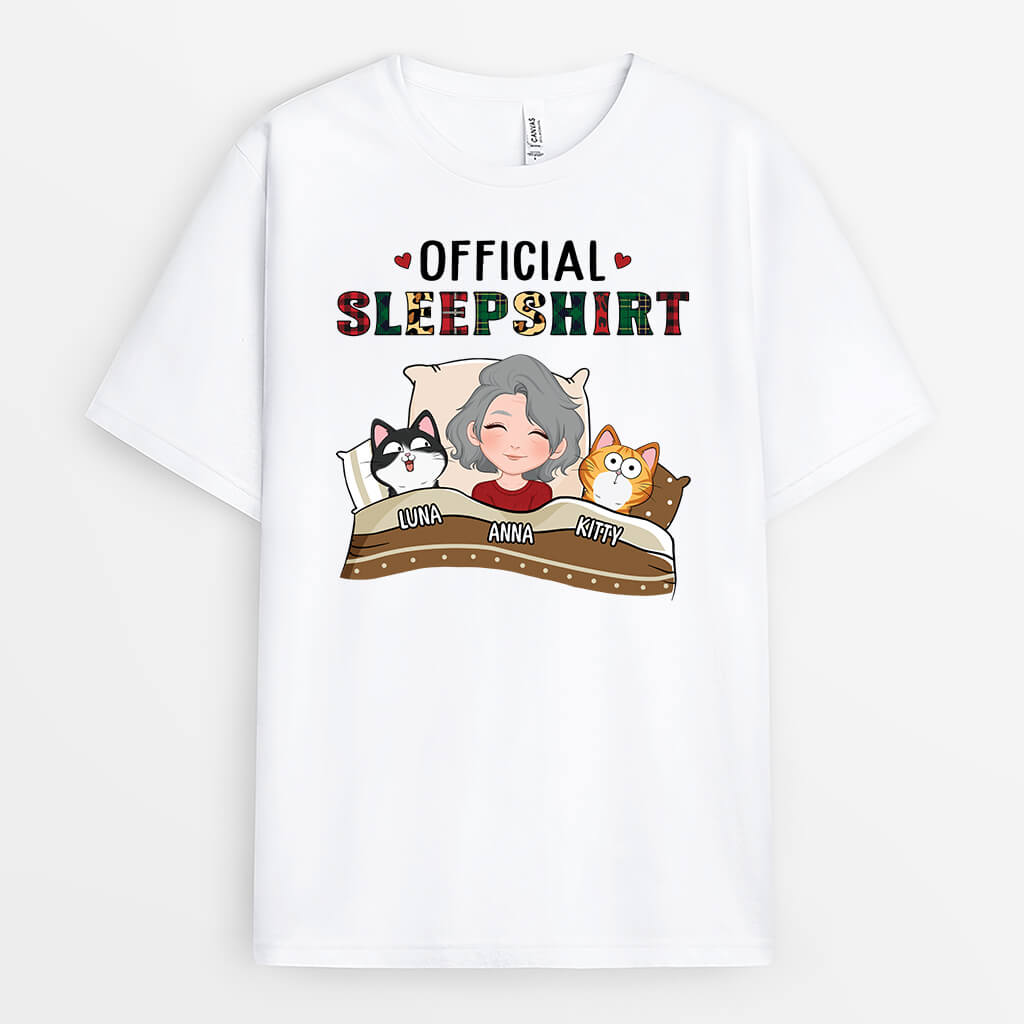 Personalized Sleep Shirt – Christmas Cat T-Shirt