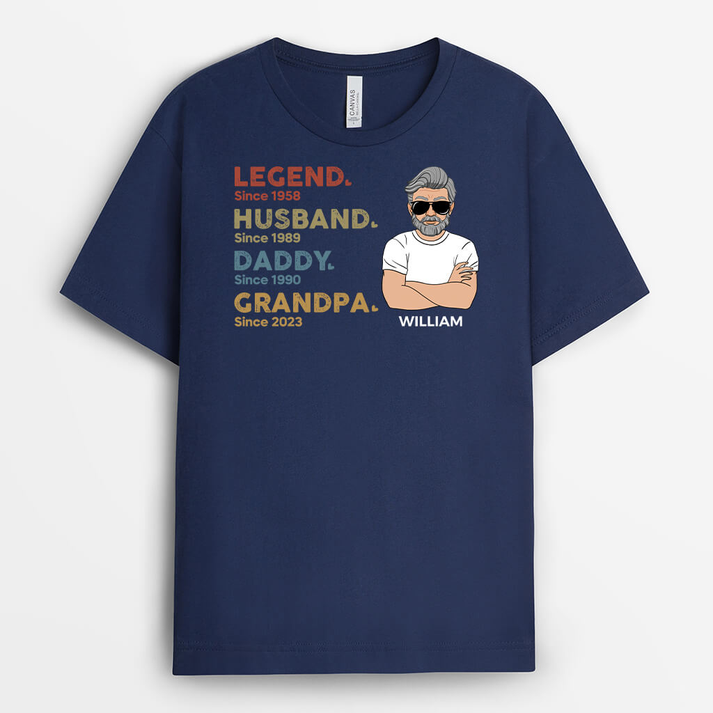 Legend Husband Dad And Papa Since - Personalized T-Shirt