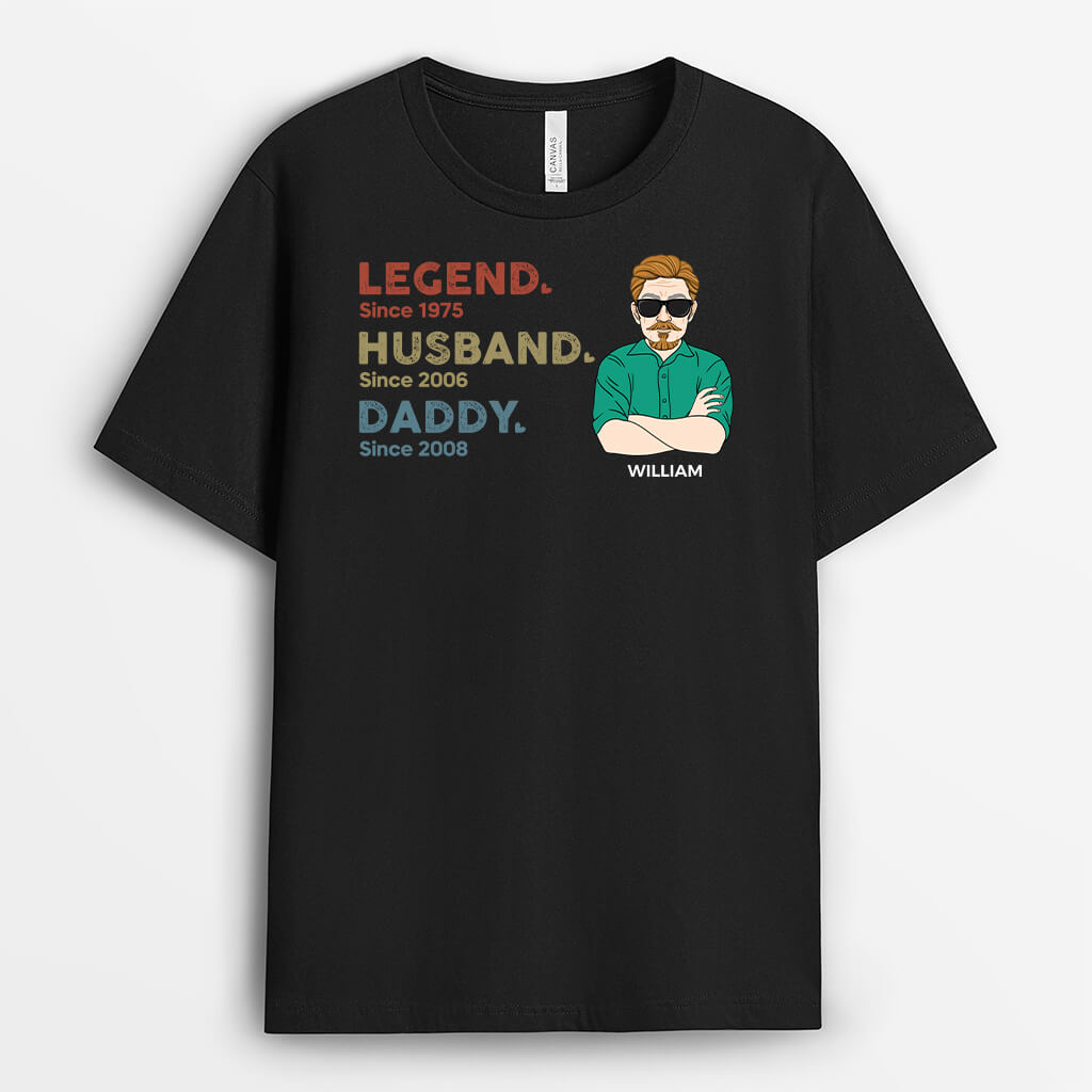 Legend Husband Dad And Papa Since - Personalized T-Shirt
