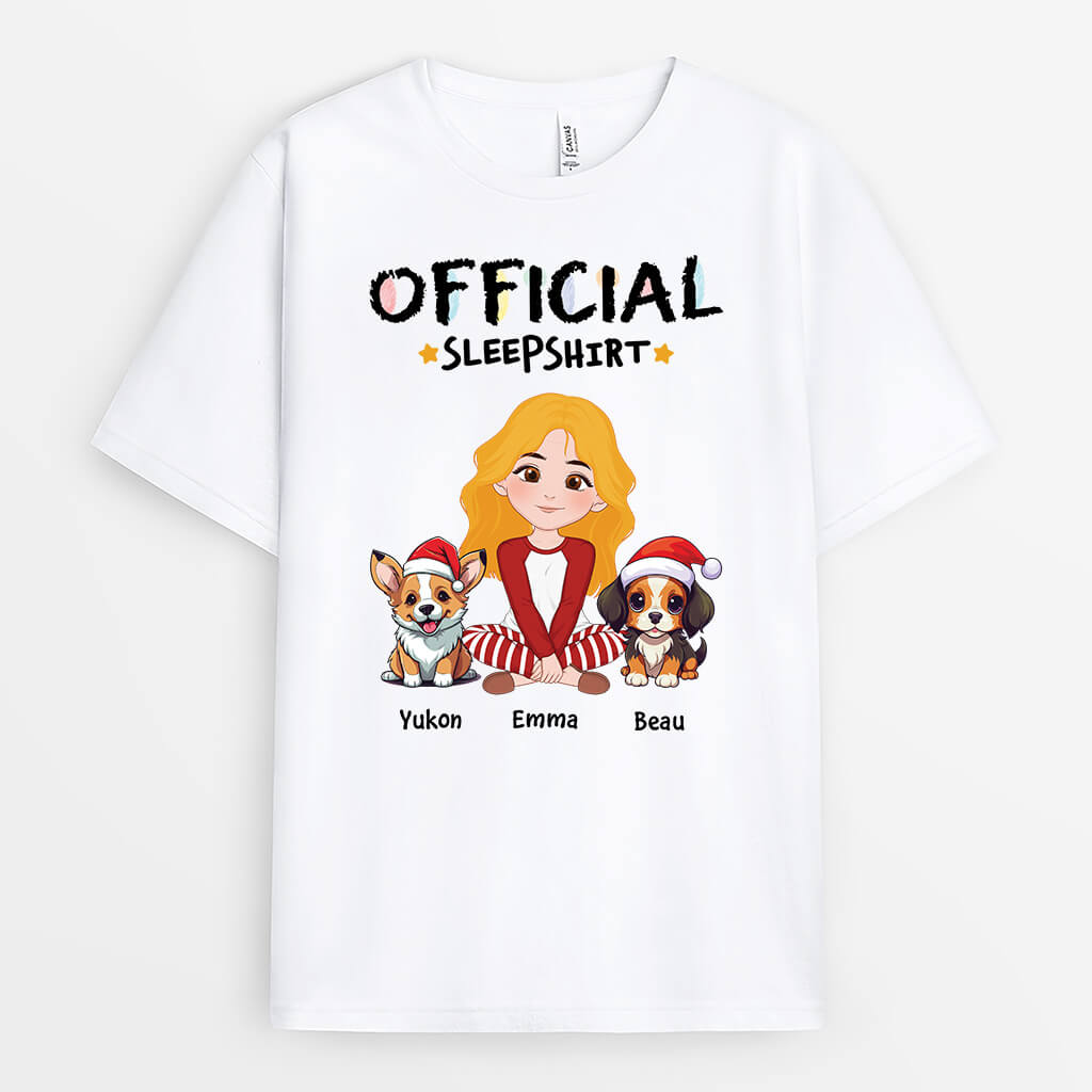Personalized Official Sleepshirt With Dog Sitting T-shirt