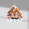 Personalized Cute Family Sitting Christmas Gingerbread House Ornament