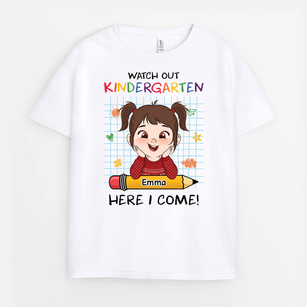 Personalized Watch Out Kindergarten Here I Come Kid T-shirt