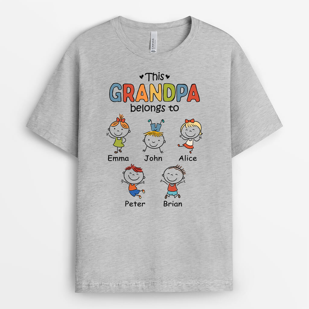 This Grandpa Belongs To Personalized T-Shirt - Funny Gifts for Men