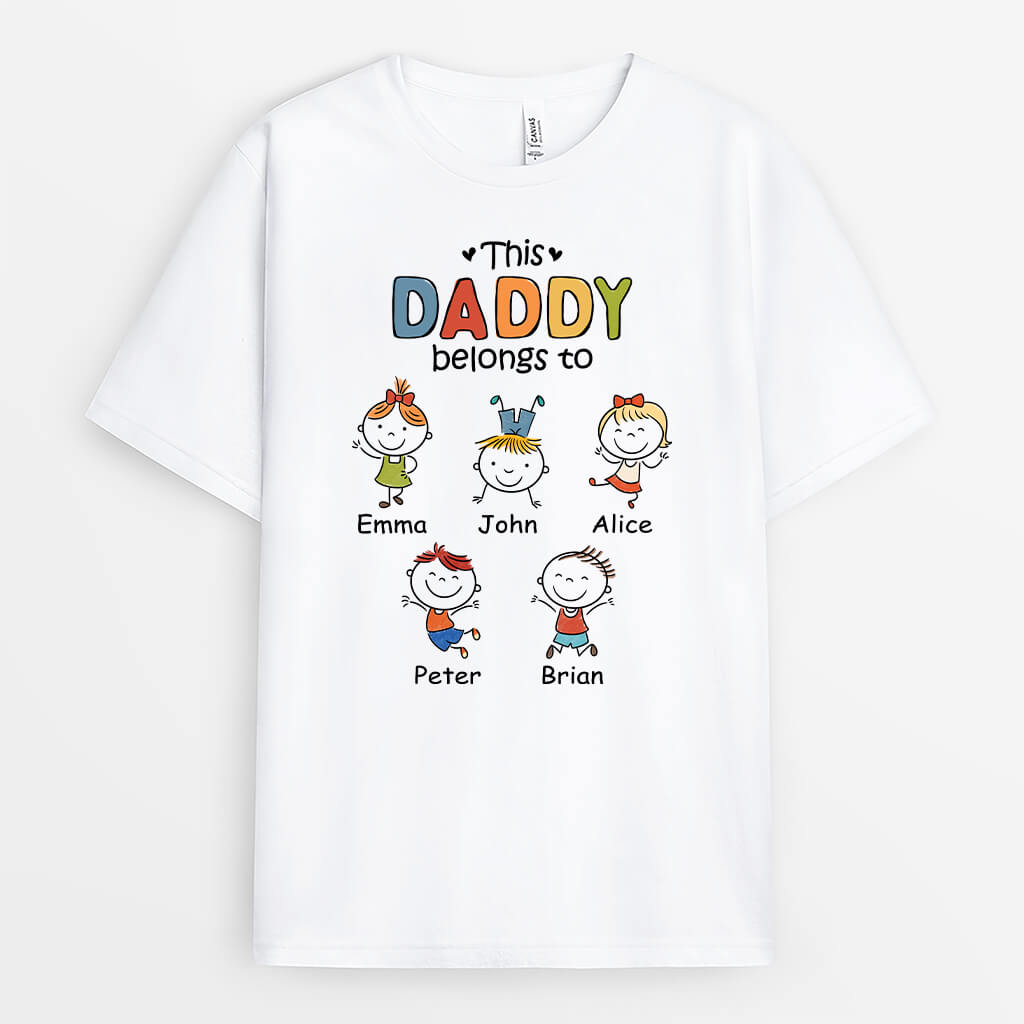 This Grandpa Belongs To Personalized T-Shirt - Funny Gifts for Men