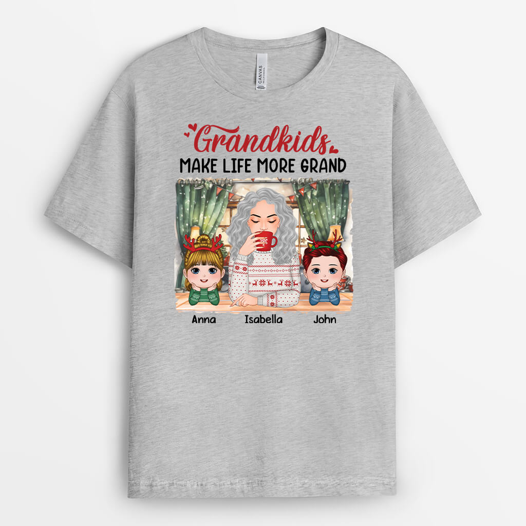Personalized Grandkids Make Life More Grand T-shirt