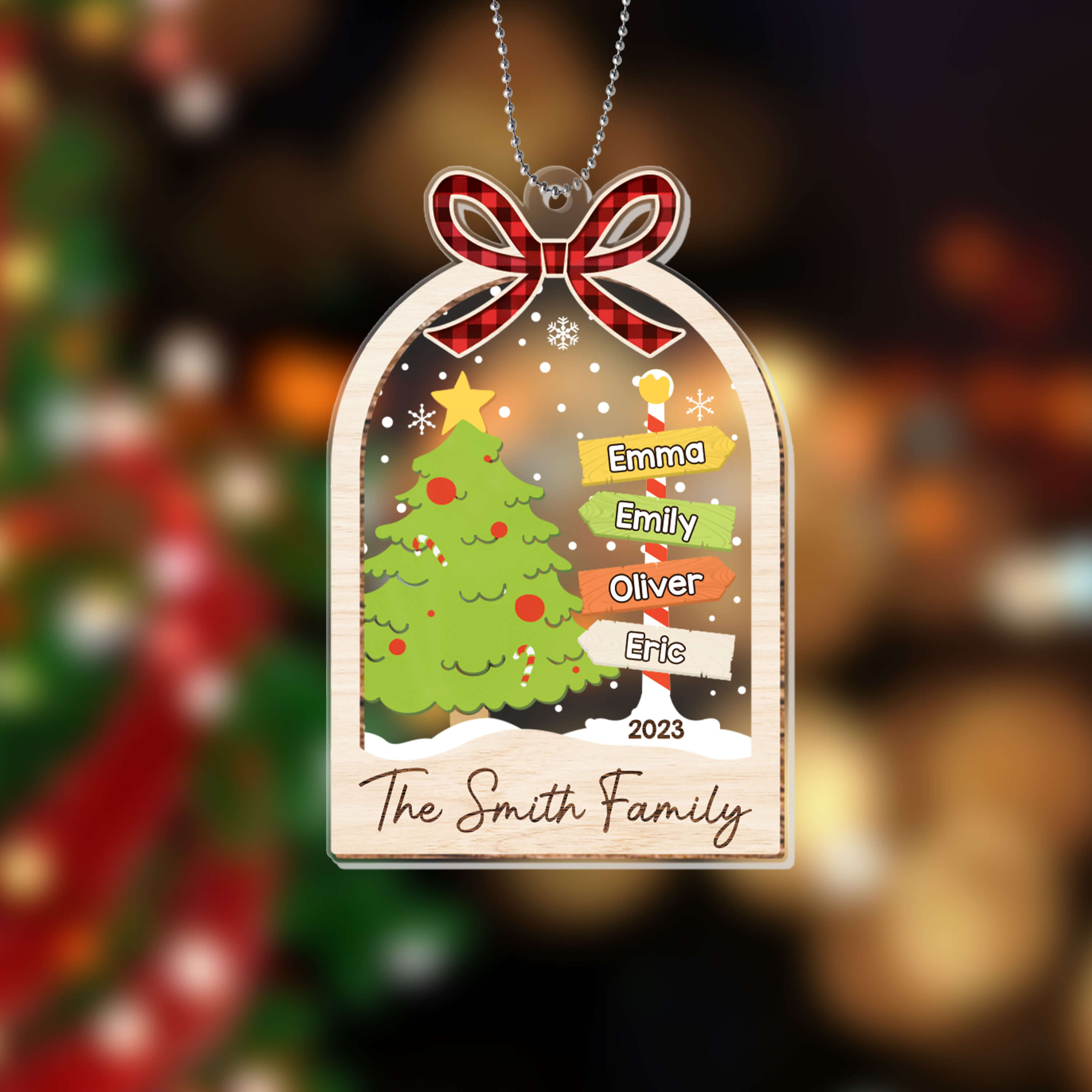 The Smith Family Ribbon Ornament - Custom Christmas Presents for Family