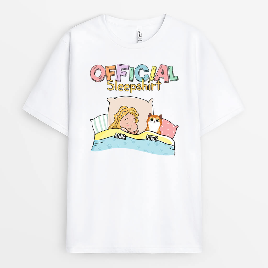 Personalized Official Sleepshirt With Cat T-shirt