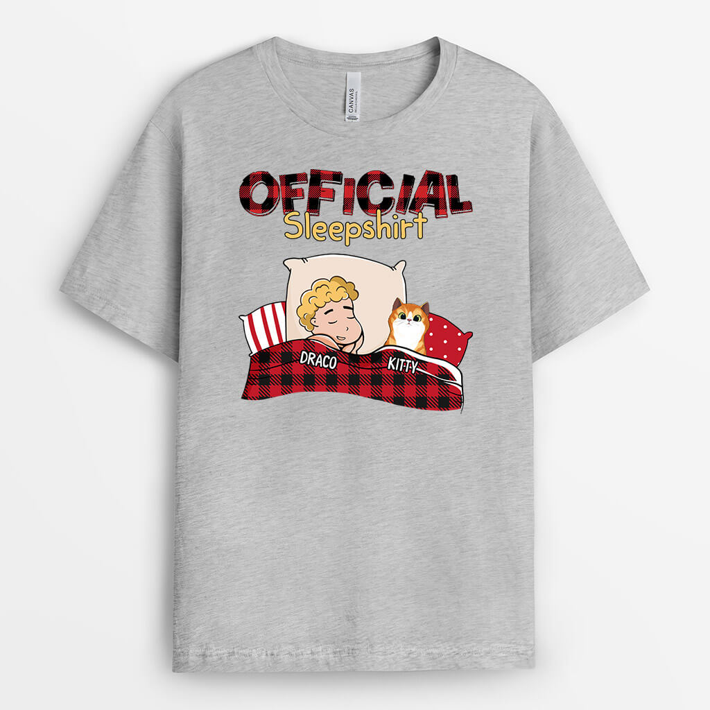Personalized Official Sleepshirt With Cat T-shirt