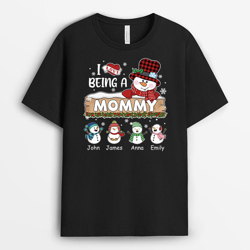 Personalized I Love Being A Grandma Snowman T-shirt