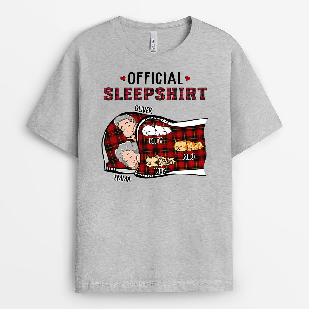 Personalized Official Sleepshirt Couple With Pets T-shirt