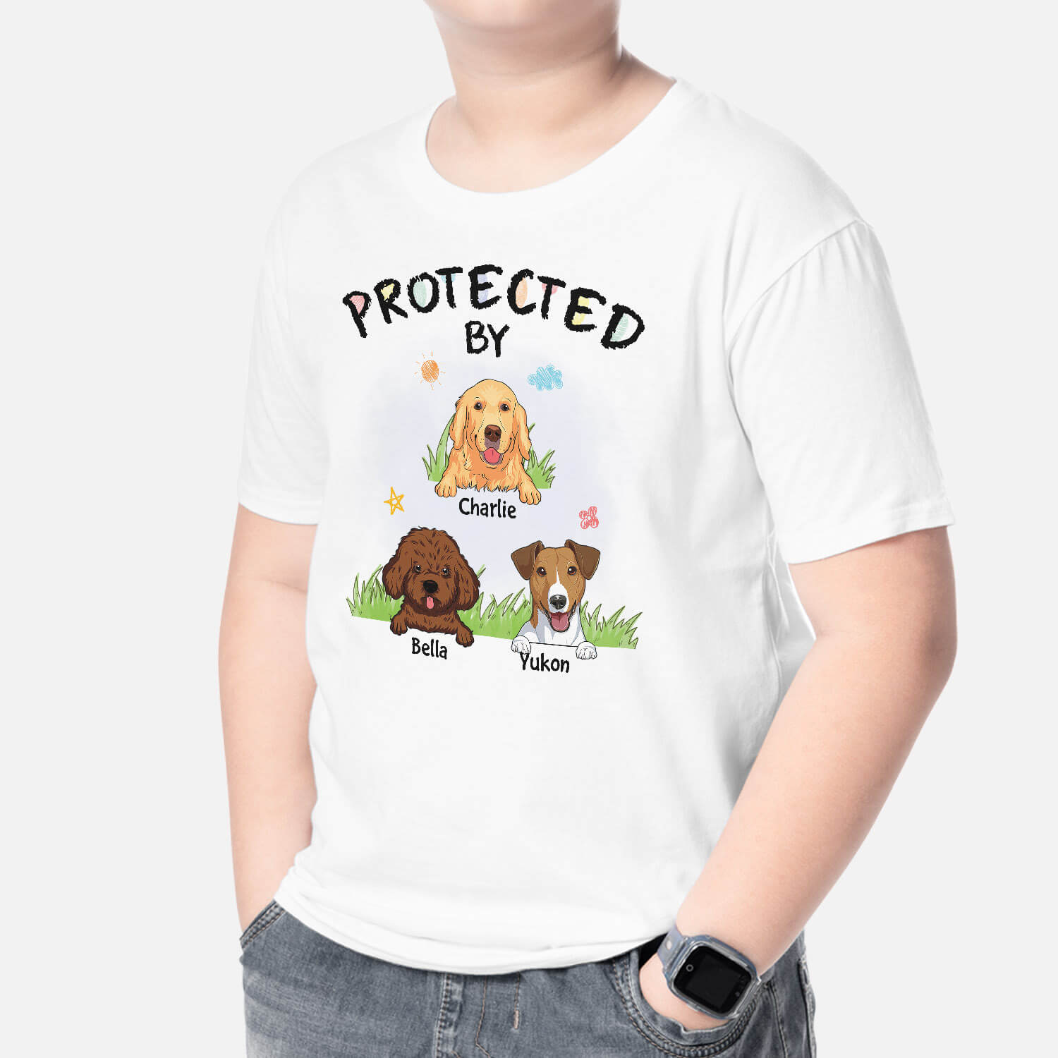 Protected By Dogs - Personalized Dog T Shirts for Humans
