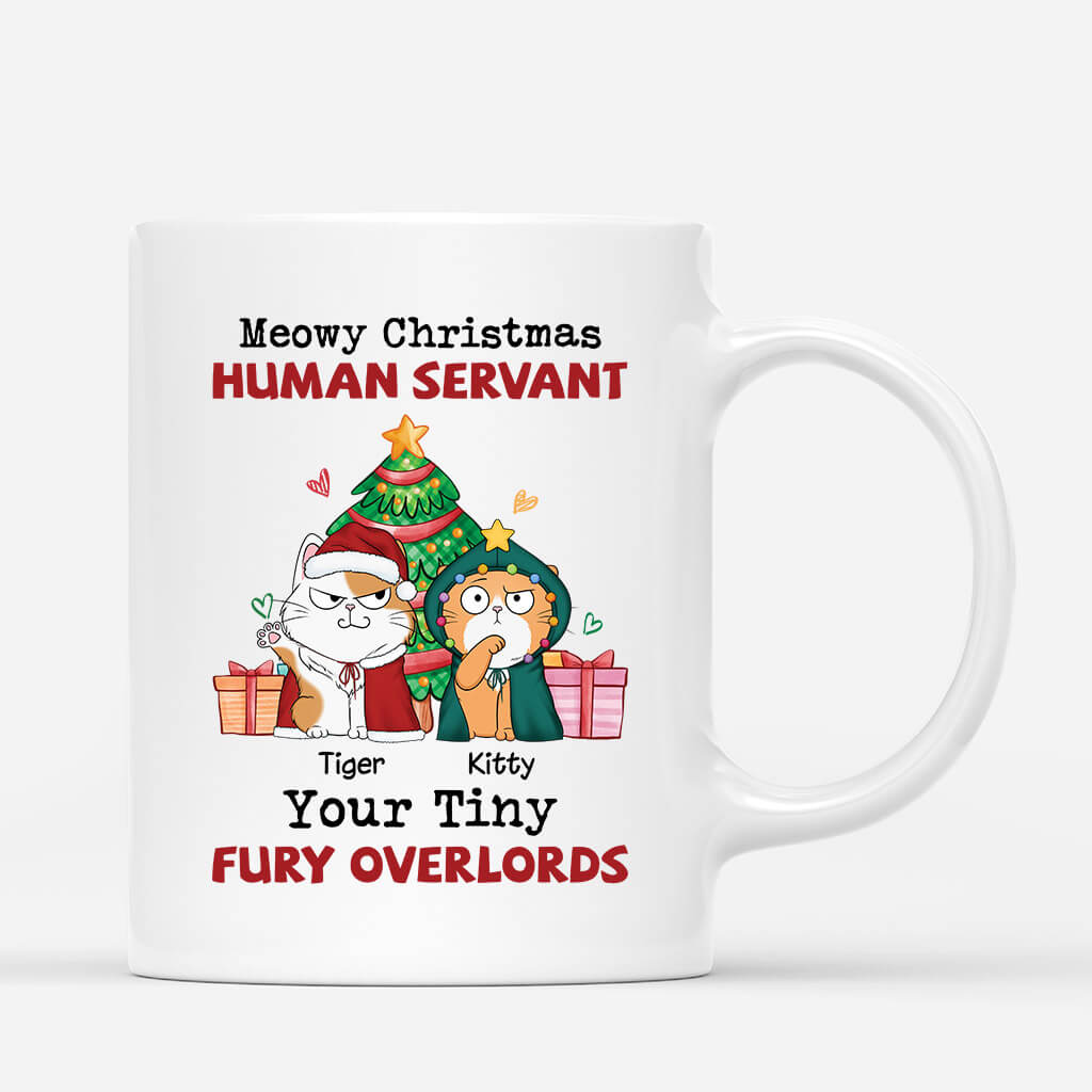 Personalized Meowy Christmas Human Servant Mug