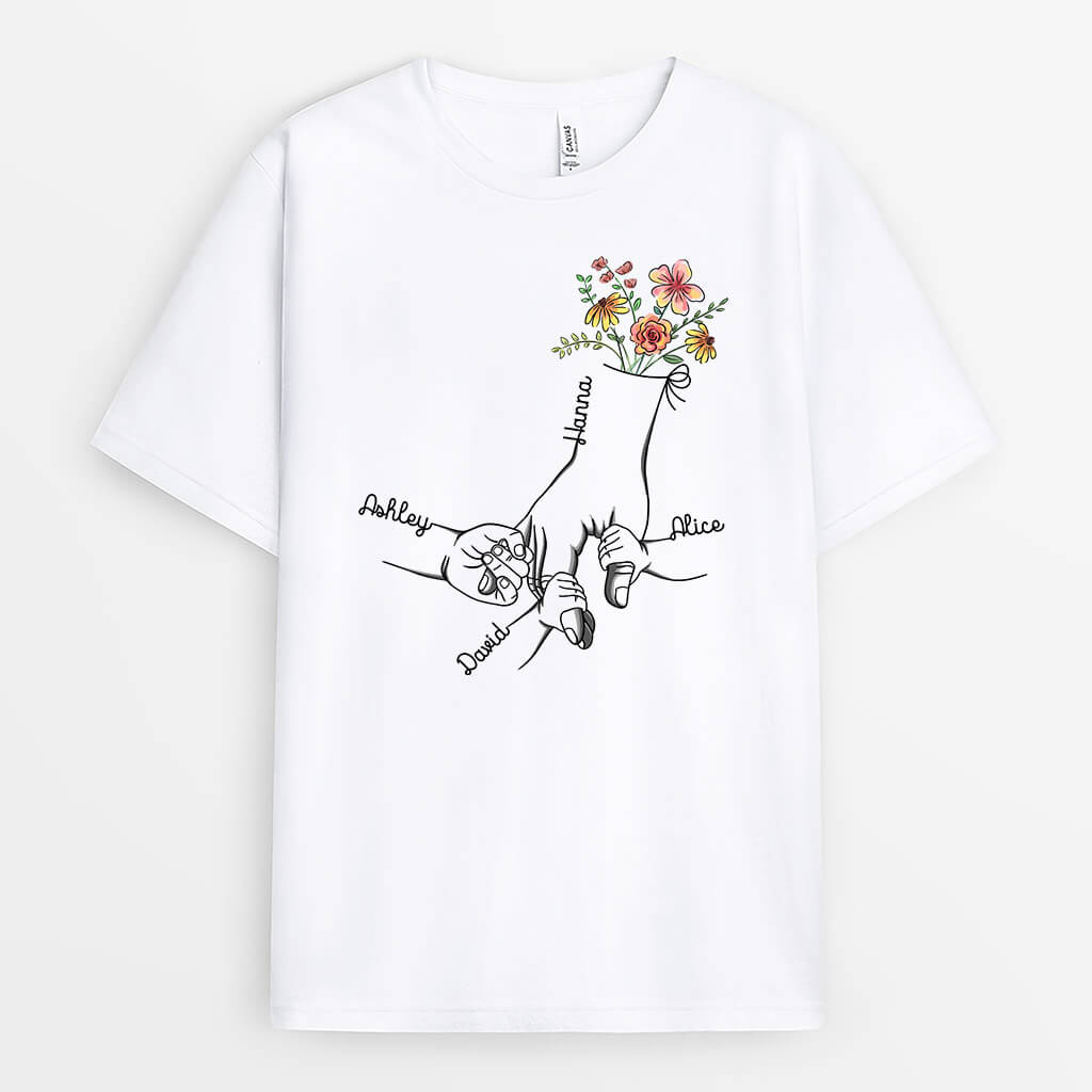 Personalized Holding Mom's Grandma's Hand T-shirt