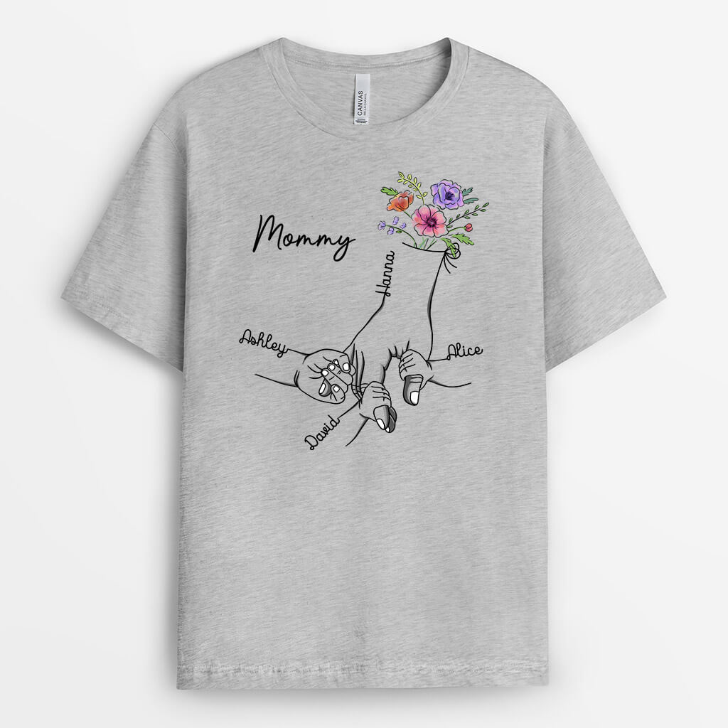 Personalized Holding Mom's Grandma's Hand T-shirt