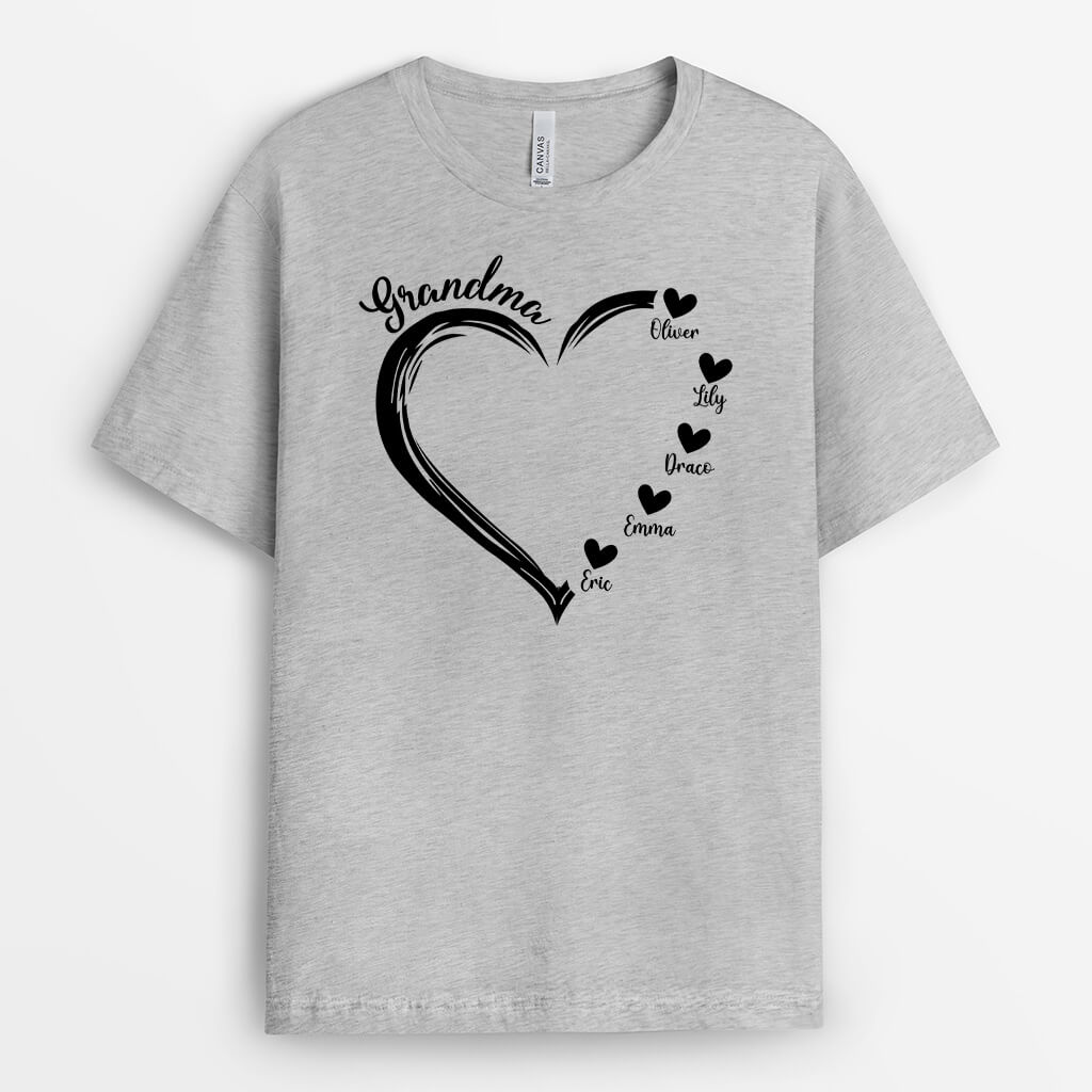 Grandma Heart - Personalized T-Shirt - Gift for Grandma