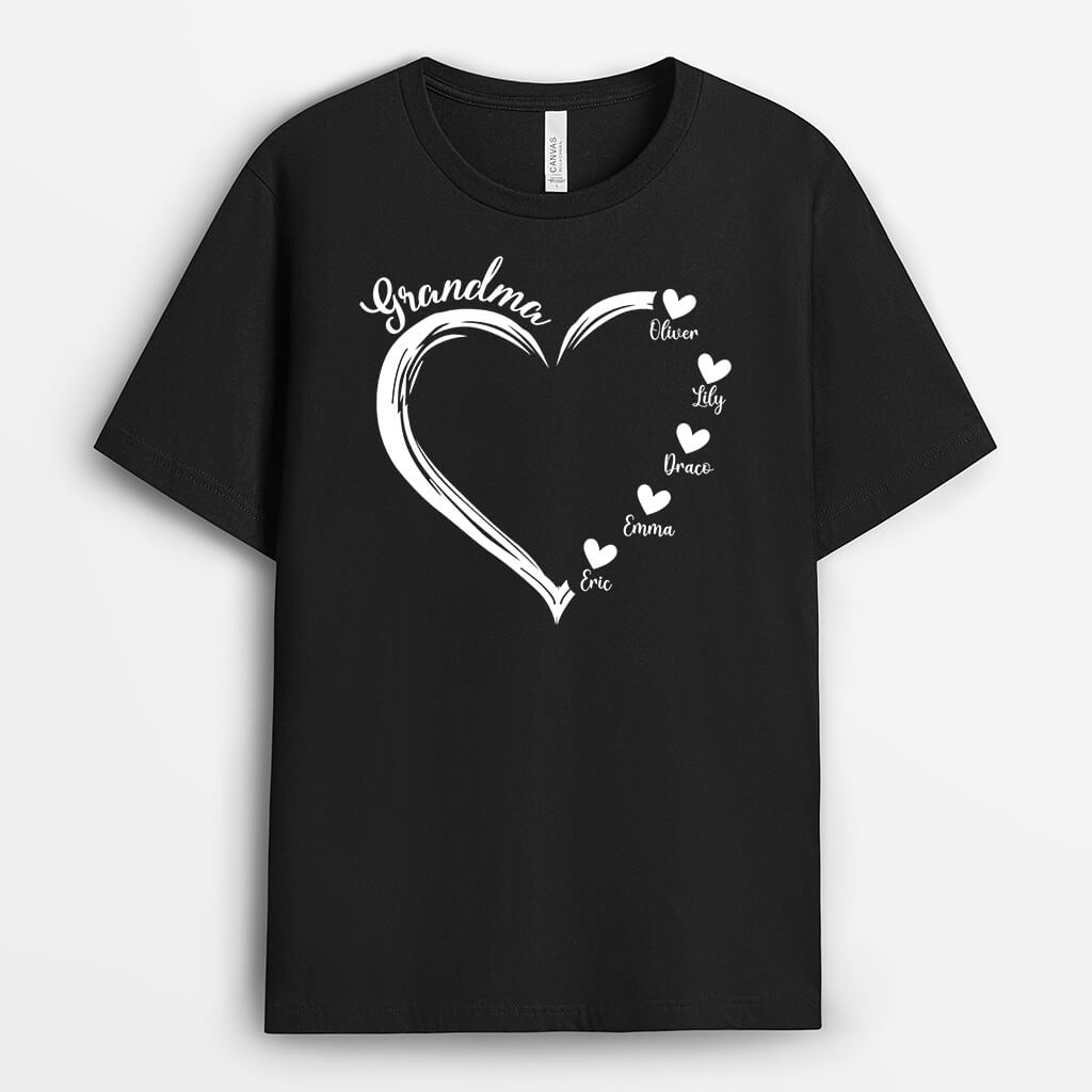 Personalized Grandma Heart T-shirt