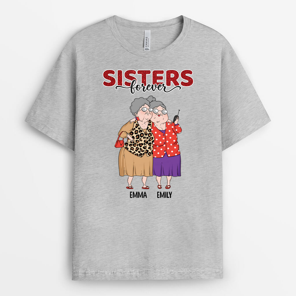 Personalized Besties/Sisters Forever Sitting Christmas T-shirt