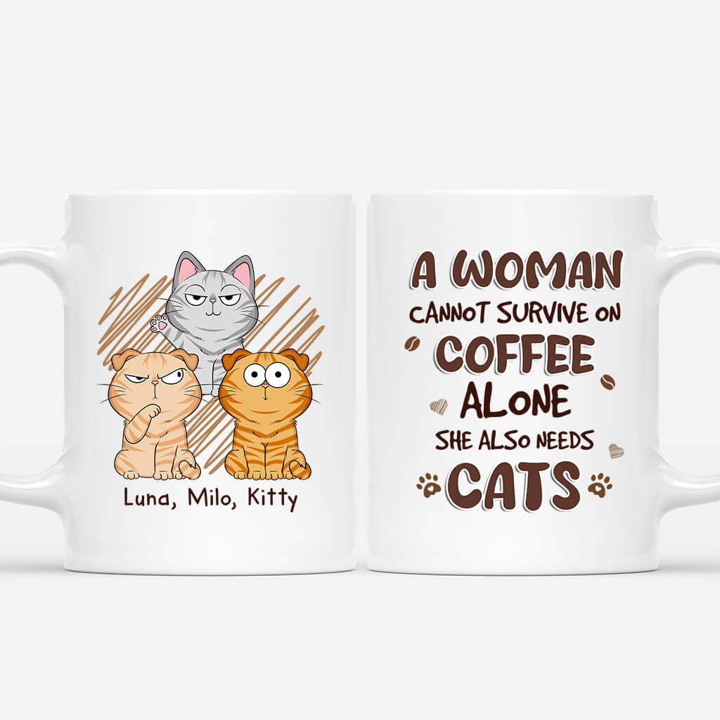 Personalized A Woman Cannot Survive On Coffee Alone Mug