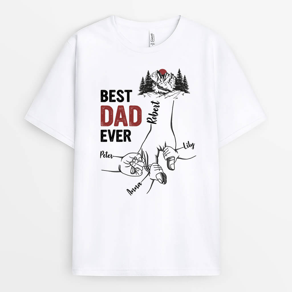 Personalized Best Dad/Grandpa Ever Holding Kids Hands T-shirt