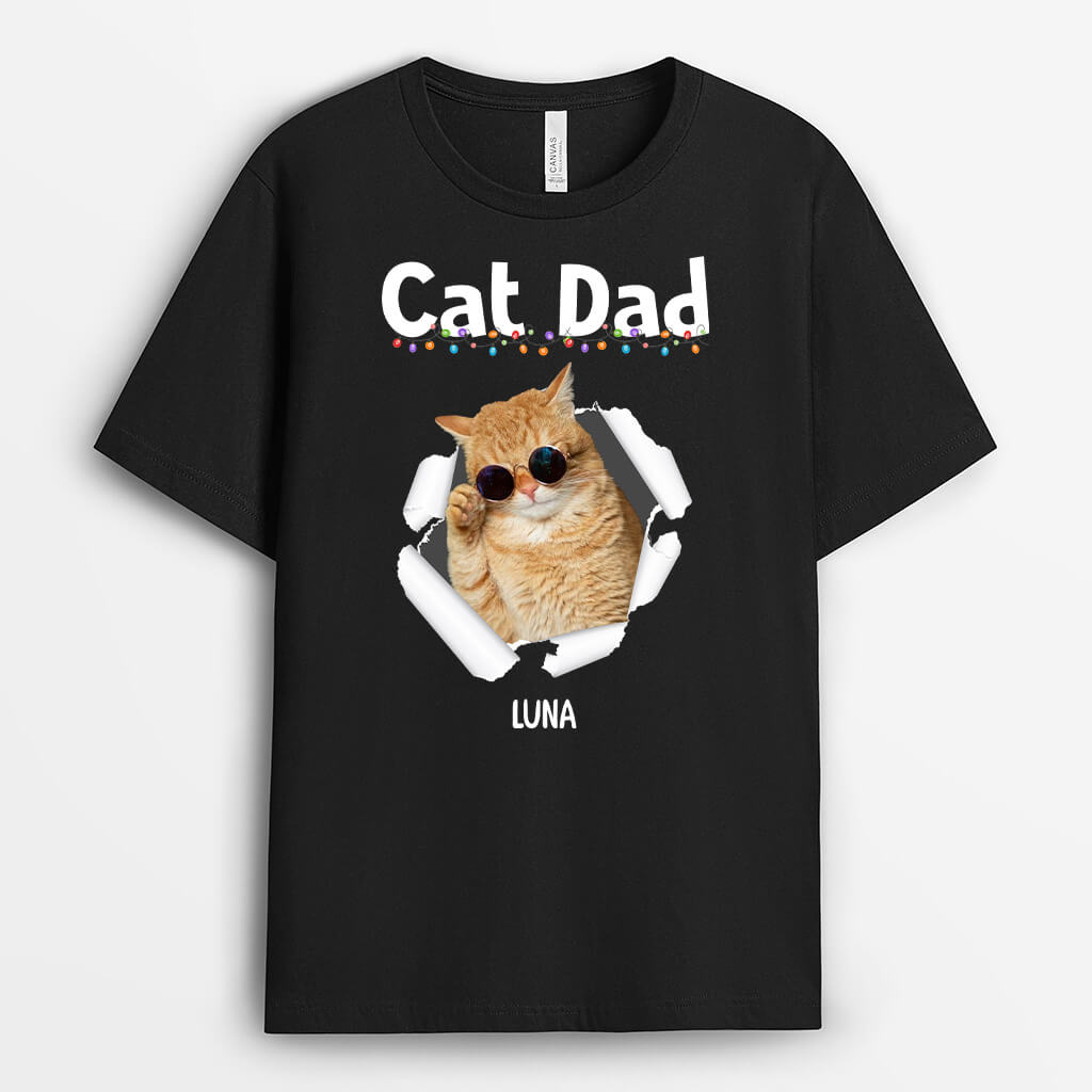 Personalized Cat Dad & Cat Mom T-Shirt with Photo