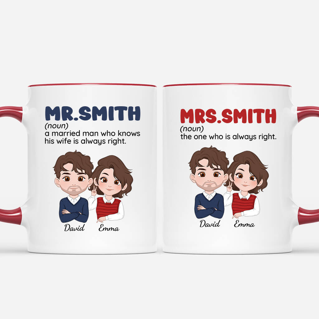 Personalized Mr Mrs Wife Is Always Right Couple Mug